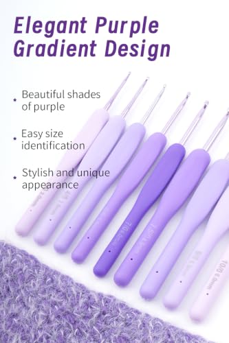 Image of Mdoker 30pcs Crochet Hook Set Purple Gradient Crochet Hooks Ergonomic Grip | Arthritis Friendly,Crochet Needles Set with Knitting & Crochet Supplies,Ideal Gift for Crocheting Beginner Lover,2.0mm-6.0mm