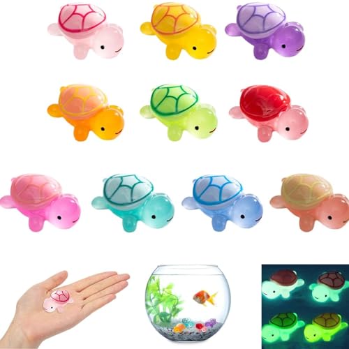 zorvixal 10 Piezas Mini Tortuga Luminosa, 4.5x1.6cm Mini Tortugas, Brillantes Tortugas De Resina, Multicolor Pequeños Juguetes de Tortuga, Adornos De Tortuga De Resina, para Jardín, Paisajes