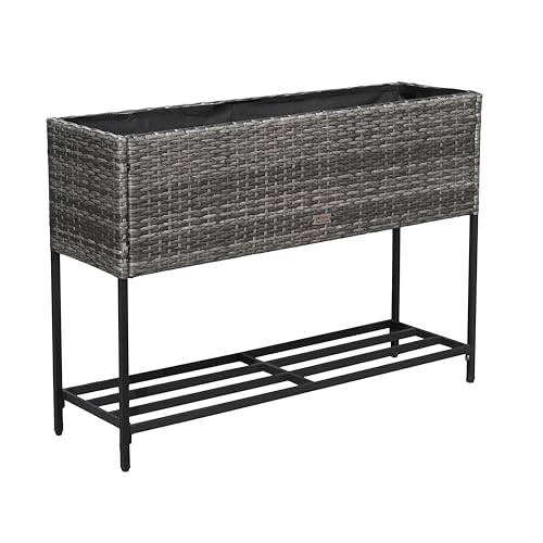 ESTEXO Polyrattan Hochbeet Blumenbeet 100x30x70 cm Pflanzbeet Kräuterbeet Gemüsebeet Frühbeet (Anthrazit-Grau)