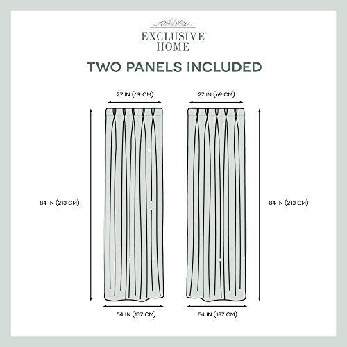 Exclusive Home Loha Light Filtering Pinch Pleat Curtain Panel Pair, 84" Length, Winter White #TOP5