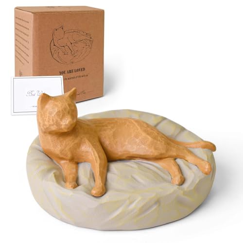 Cuayaes Katzenfigur Geschenke für Katzenliebhaber Frauen Männer, Harz Katzen Deko Figuren Für Schlafzimmer, Wohnzimmer, Regal, Schreibtisch, Büro Deko