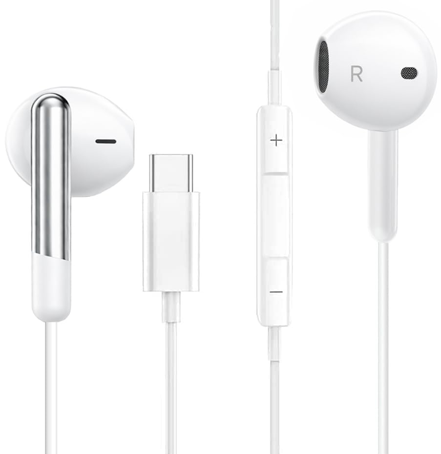 For iPhone 17/Air/17 Pro/17 Pro Max/16/16e/15 Earphones In-Ear Wired USB-C Headphones with Mic & Volume Control Type C Earbuds For iPhone Air/17/16/15/iPad 2025 Pro Mini