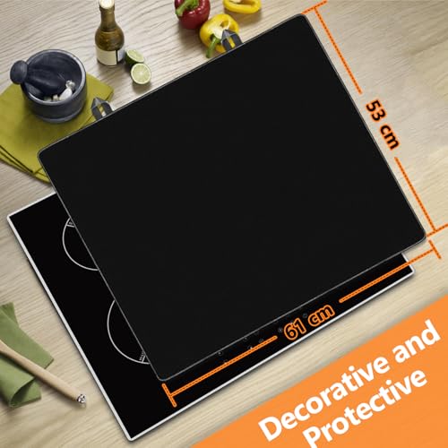 Image of Cooker Cover, Electric Cooker Cover Mat for Induction Burners Glass Hob, Flat Top Oven Cover, 61 x 53 cm, Black