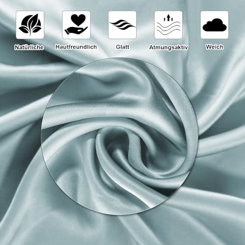 Ravmix Seidenkissenbezug 30x50 Maulbeerseide, für Haar & Haut, Aqua Blau – Ansicht 7