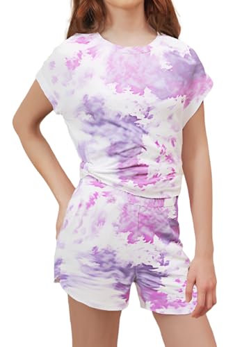 Image of ARTMINE Girl's Summer Cute Short Sleeve T-Shirt and Shorts Set