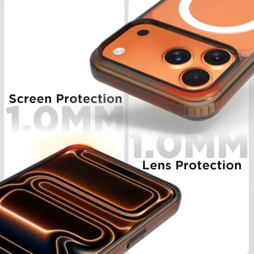 Image of RIGGEAR Shockproof Clear Hybrid Armor Magnetic Back Cover Case Compatible with MagSafe Accessories for iPhone 17 Pro Max (Clear-Black TPU Bumper + Transparent PC) (White MagRing)