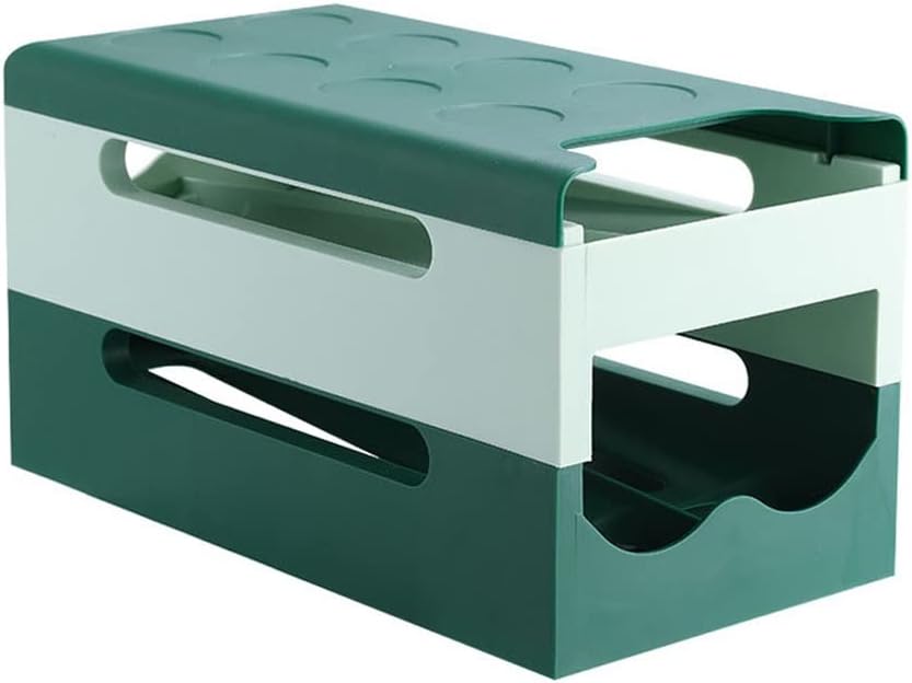 Kitchen Double-Layer Egg Storage Box Moving Rolling Slide Carton Refrigerator Preservation Eggs Tray Accessories (Color : A, Size : 29.3 * 15.5 * 16cm) (A 29.3 * 15.5 * 16cm) (A 29.3 * 15.5 * 16cm)