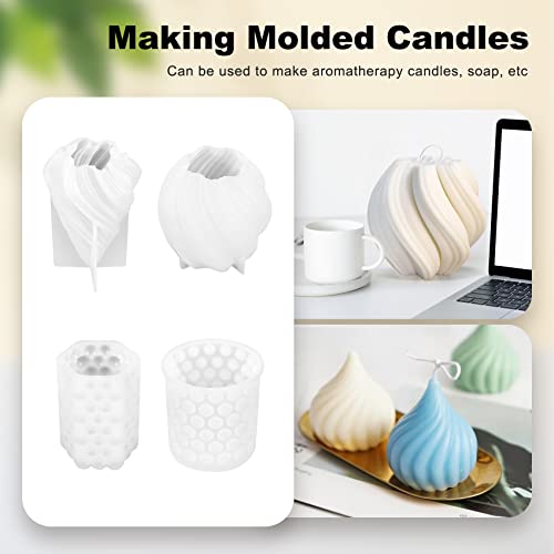 Povxlum 4 PCS Silicone Candle Making Moulds DIY Resin Candle Moulds for Pouring Set for Making Scented Candle Soap Home Decoration Craft Ornaments - Image 3