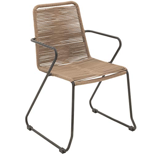 OUTLIV. Stapelsessel Maranello, Stahl mit Rope-Bespannung, wetterfest und stapelbar, für Garten und Terrasse, Anthrazit/Taupe, 60,5 x 55 x 86 cm
