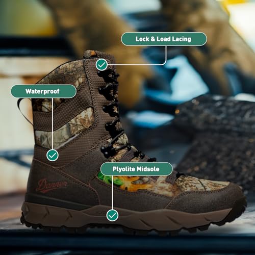 Image of Danner Vital 8 inch Waterproof Hunting Boots for Men - Abrasion-Resistant Leather & Textile Upper, Shock-Absorbing Footbed & Non Slip Traction Outsole