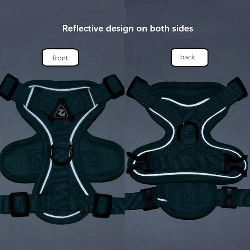Air-Mesh Atmungsaktiv Brustgeschirr, Hundegeschirr mit Leine, Weich Einstellbar Reflektierend Anti Zug Hundegeschirr, Verstellbare Welpengeschirr für mittelgroße Kleine Grosse Hunde (XL)