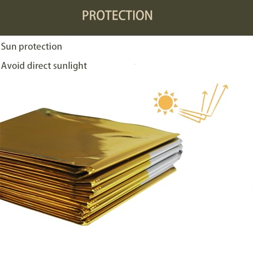 Image of Emergency Blanket ，Portable Emergency Blanket Survival Gear Emergency Bivvy Thermal Sleeping Bag Camping ，Be Suitable for Outdoors, Hiking, Survival (Gold +Silver, 4 Pack)
