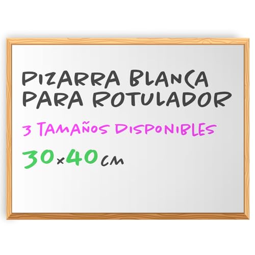 Ofituria Pizarra Blanca Con Marco de Madera para Pared - Ideal para Bodas, Niños, Escuela, Hogar, Aulas, Restauración y Eventos - Material de Montaje Incluido (30x40)