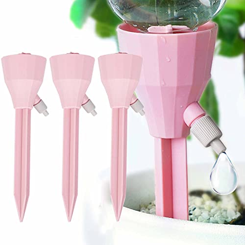 Refoiner 自動給水キャップ 自動水やり器 植物自動給水 3個セット 水やり当番 ペットボトル対応 じょうろ おしゃれ 室内 自動散水用具 自動灌水 分量調節 点滴灌漑 鉢植え 植物 盆栽 野菜 園芸 ガーデニング 留守対策 出張 旅行用 ピンク-3個入