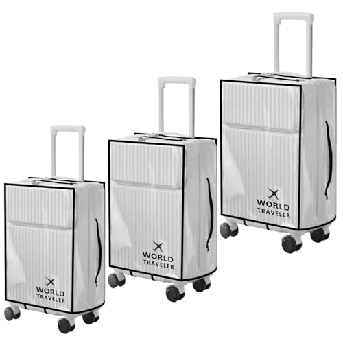 3Pcs Luggage Covers Waterproof PVC Luggage Protector Dustproof Clear Suitcase Cover 3 Sizes Luggage Protector Cover 20 Inch 24 Inch 28 Inch Reusable Suitcase Cover Wrap