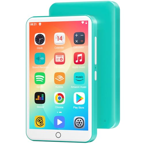80GB MP3 Player with Bluetooth and WiFi Oilsky 4.0 IPS Touch Screen MP3 Player with Speaker Music Player with Spotify Audible Amazon Music MP4 Android Music Player Up to 512GB (Turquoise)