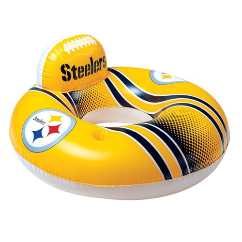 BigMouth Pittsburgh Steelers 42” Inflatable Pool Floats Officially Licensed NFL Fan Gear Merchandise Back Support Inner Tube for Adults and Teens