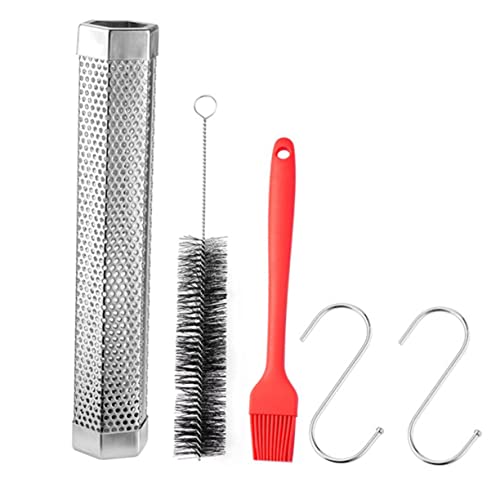 GALPADA Tubo Affumicatore Barbecue Acciaio Inox Da Con Spazzola Colorata Casual Strumento Robusto Per Bbq e Affumicatura Carne