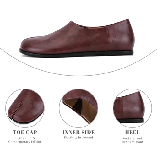 Image of UBWDU Split Toe Shoes Tabi Shoes Women Wide Width Round Toe Ballet Flats for Women