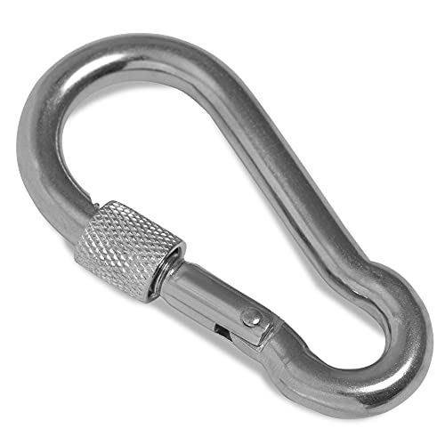 Feuerwehr Karabinerhaken 80mm x 8mm mit Schraube Edelstahl AISI 316 (V4A) [2 Stück] HEAVYTOOL® Feuerwehrkarabiner Cover