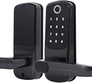 Smart Door Lock, Fingerprint Password Door Lock WiFi Electronic Touchscreen Lock with Handle, 5 Ways to Unlock, Support Alexa Voice Control