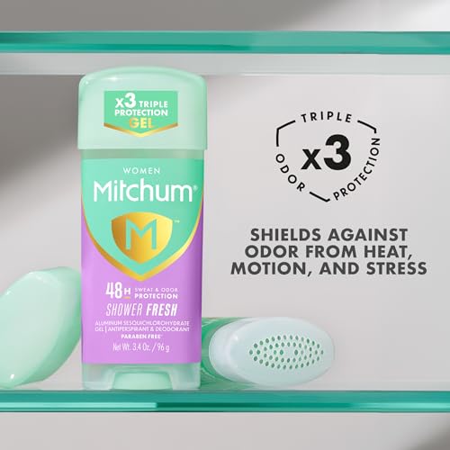 mitchum womens antiperspirant deodorant gel stick shower fresh scent 48hr sweat amp odor protection triple odor defense alcohol-free 34 oz pack of 2