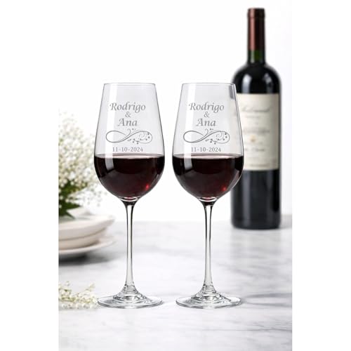 JOYERIA EL FARO | Copas de vino personalizadas | Estuche premium incluido | Brinda y celebra el amor (Infinito)