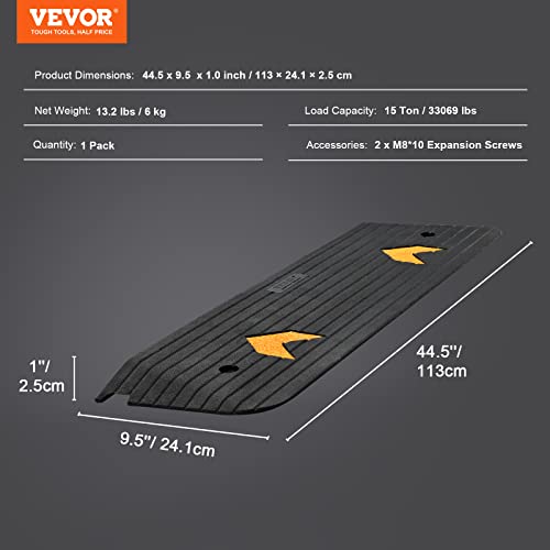 VEVOR Upgraded Rubber Threshold Ramp, 1" Rise Wheelchair Ramp Doorway, Natural Curb Ramp Rated 33069 lbs Load Capacity, Non-Slip Textured Surface Rubber Curb Ramp for Wheelchair and Scooter by VEVOR - Used condition - Image 7