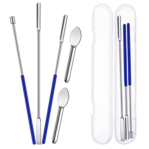 5 Pieces Capsule Filling Micro Spoon Spatula Stainless Steel Lab Spoon Spatula with Fast and Easy Capsule Pill Filler Machine Pill Maker and Capsules Machine Size #000 00 0 1 2