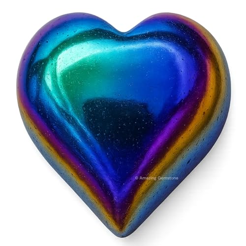 Pietra di cristallo di Quarzo Aura di Titanio a forma di cuore - Regali di cristallo di alta qualità per alleviare lo stress, cristallo naturale per la crescita spirituale e l'energia positiva