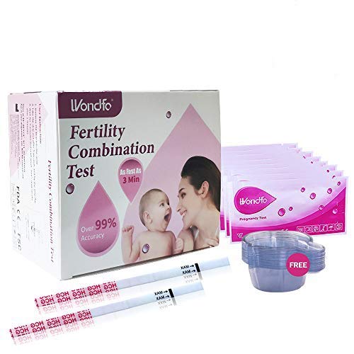 Wondfo 50PCS Pregnancy Early Detection Urine Test Strip with Urine Cup, Kit of 50 Tests Strips High Sensetivity (50HCG)