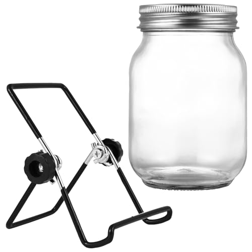 COLLBATH Germinador con Tarro de Tapa de Acero Inoxidable y Soporte Negro Kit para Cultivo de Brotes Orgánicos Casa Incluye Recipiente Resistente y Base para Drenaje y Aireación para