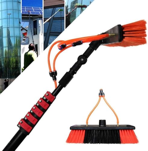 Nettoyeur de vitres télescopique avec brosse à eau et raclette pour le lavage des panneaux solaires