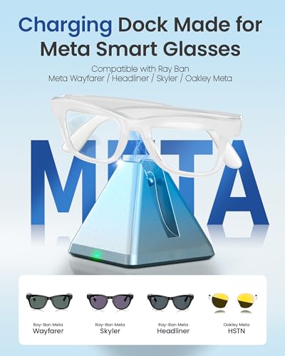 Image of Charging Dock Compatible with RayBan Meta Smart Glasses & Oakley Meta - LED Indicator, Safety Chip & Stable Base - Works as Charging Stand, Essential Accessories for Wayfarer, Headliner, Skyler