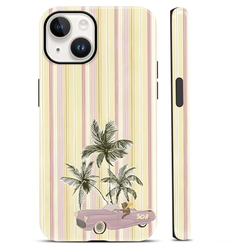Coque iPhone 14 antichoc et flexible avec motif girly jaune