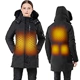 Womens Heated Jackets Puffer Down Winter Coat Jacket Battery Pack, USB Electric Rechargeable Thermal