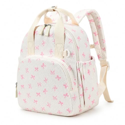 LEDAOU Toddler Backpack for Girls Ages 2-4, Cute Preschool Backpack, 12 Inch Corduroy Mini Backpack with Name Tag, Chest Strap & Side Pockets