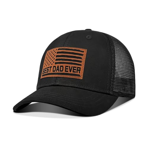 Image of Best Dad Ever American Flag Dad Hat - Adjustable Cotton Baseball Cap for Father's Day, Birthday Gifts from Daughter Son