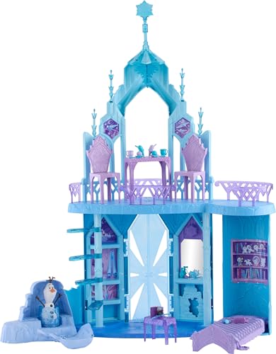 image for Mattel Disney Frozen Elsa Ice Castle Playset with Olaf Figure, 5 Play 