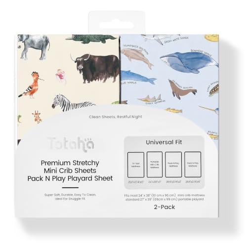 Image of Pack and Play Sheets, Buttery Soft Graco Pack n Play Sheets Fitted for Boys and Girls - Stretchy Microfiber Mini Crib Sheets 2-Pack