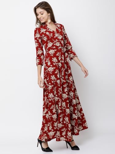 Image of Tokyo Talkies Women's Three-Quarter Sleeves V-Neck Printed Dresses | Stylish Dresses | Casual Dresses