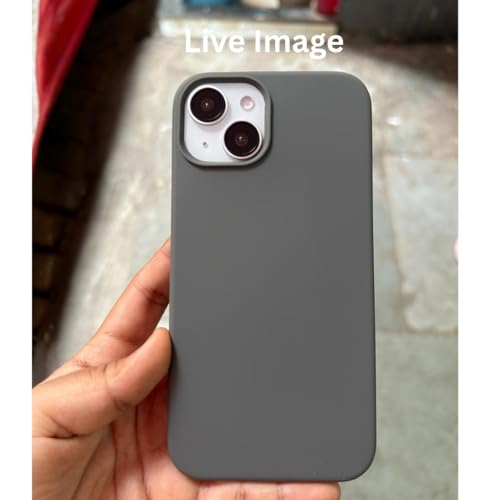Image of Liquid Silicone Case Compatible for iPhone 13 Grey | Slim Back Cover | Soft Touch Bumper | Shockproof Drop Protection | Microfiber Cloth Inside | Sleek Solid Design