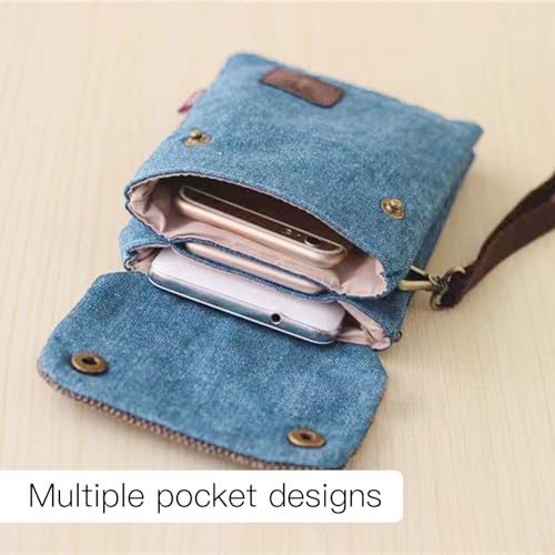 Small Crossbody Purse, Denim Cell Phone Purse Small Purses for Women and Men, Multi-Pocket Small Crossbody Bag4