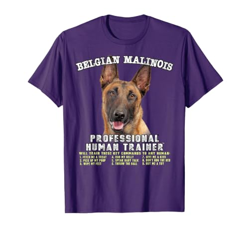 Belgian Malinois Dog Professional Human Trainer T-Shirt, Men, Purple, 3X-Large