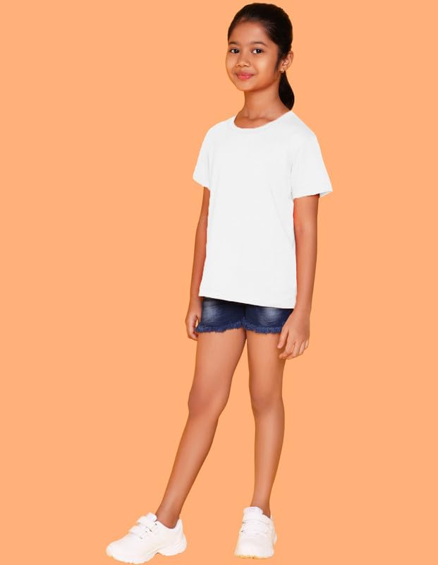 Image of Nusyl Girls Solid Cotton Blend Tshirts - Soft & Comfortable Half-Sleeves T-Shirts | Casual Wear for Kids & Teen Girls | Half Sleeves T-Shirts |- NUGCTSH001-PO2-1