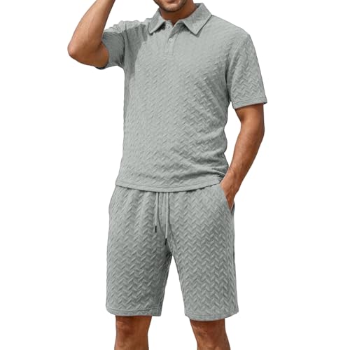 Survêtement d'été ample en maille jacquard respirante avec short
