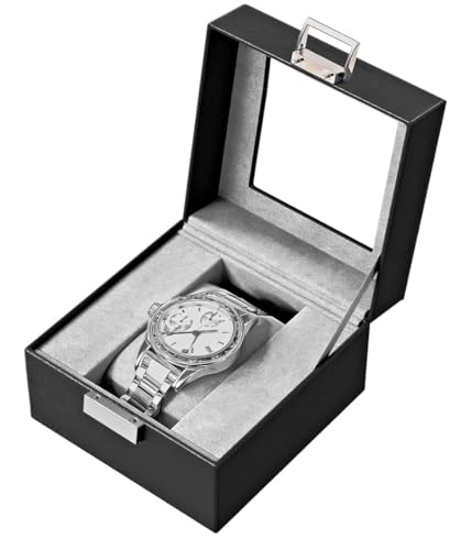 Mocamoro 腕時計ケース 1-12本用 ウオッチボックス 男性 高級 時計コレクション 透明ガラス天板 ディスプレイ プレゼント (墨色, 1段-1本)