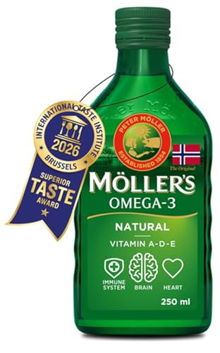 Moller S Aceite De Hígado De Bacalao Complemento Dietético Con Omega-3 Epa, Dha Y Vitaminas A, D Y E Sabor Neutro 250 Ml