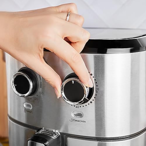 Karaca Multifry Inox 1700W Doppelfritteuse 5,5 Liter XL, Öl verspritzt, großen Behälter, Geruchsneutral ist, Luftzirkulationstechnologie, Temperatur und Zeit können, Antihaftbeschichtung – Bild 4