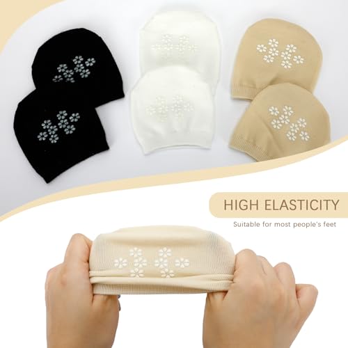 Image of 15 Pairs Half Socks for Women Mules, Toe Socks Women No Show Non-Skid Clog Socks Toe Topper Socks for Women, Socks for Mules and Slides (Black, White, Skin)
